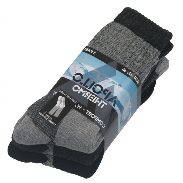 Apollo 000125925001 Thermo 3-pack (Outlet) | Grijs | 1 bundel (3 paar) | 43-46