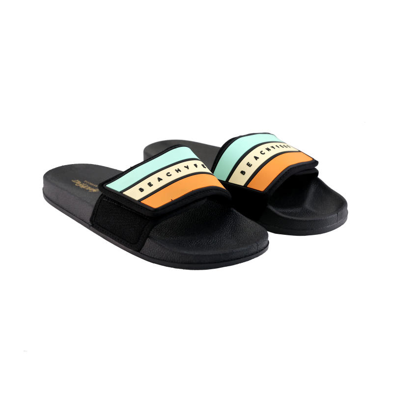 BeachyFeet Heren Strandslipper Slides Vibras De Verano (Outlet) | Zwart | 41/42