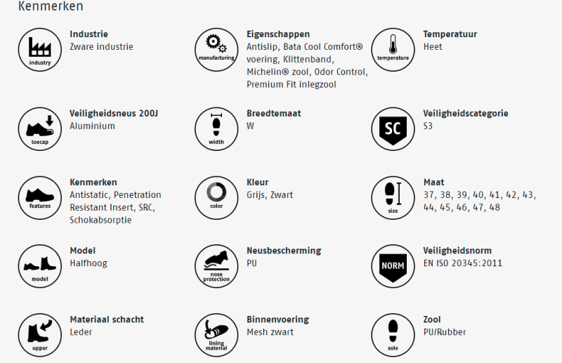 Bata Stur Scoria Mid S3 (Outlet) | Zwart/Rood | 38