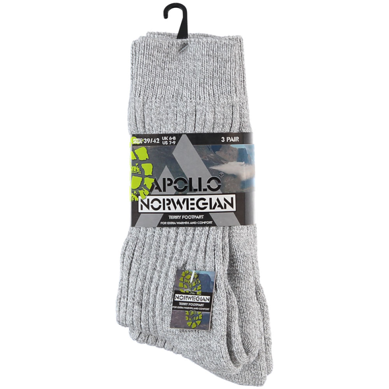 Apollo 000125001000 Norwegian Noorse Sokken (Outlet) | Grijs | 1 bundel (3 paar) | 46-48