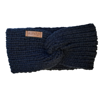 Pure Wool hoofdband met vlecht Ansu PEW-2209 | Marineblauw | One Size