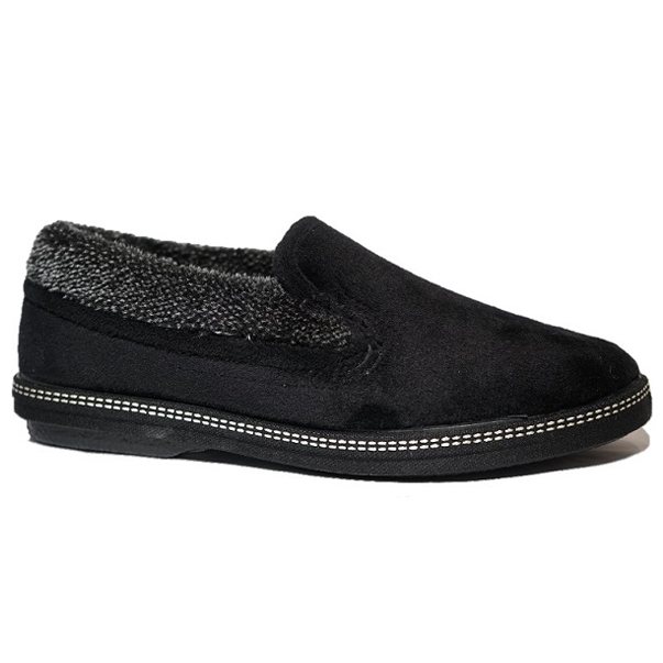 Relax Pantoffel met bontkraag W23-05-1 | Zwart | 37